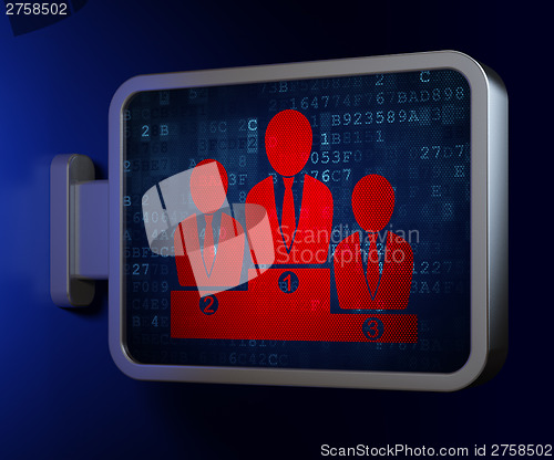 Image of Marketing concept: Business Team on billboard background