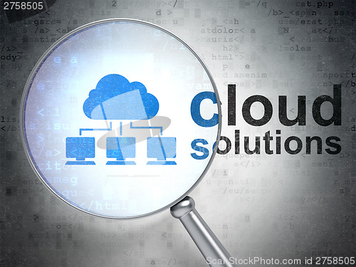 Image of Cloud computing concept: Cloud Network and Cloud Solutions with