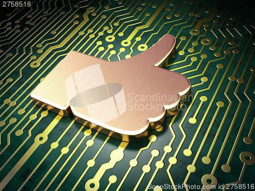 Image of Social media concept: Like on circuit board background