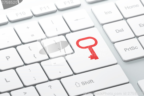 Image of Safety concept: Key on computer keyboard background