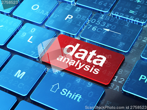 Image of Information concept: Data Analysis on computer keyboard backgrou