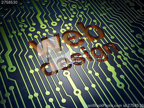 Image of SEO web development concept: Web Design on circuit board backgro