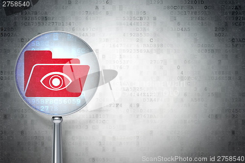 Image of Business concept:  Folder With Eye with optical glass on digital