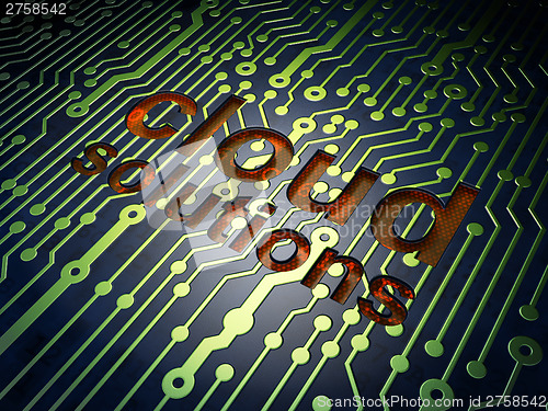 Image of Cloud technology concept: Cloud Solutions on circuit board backg