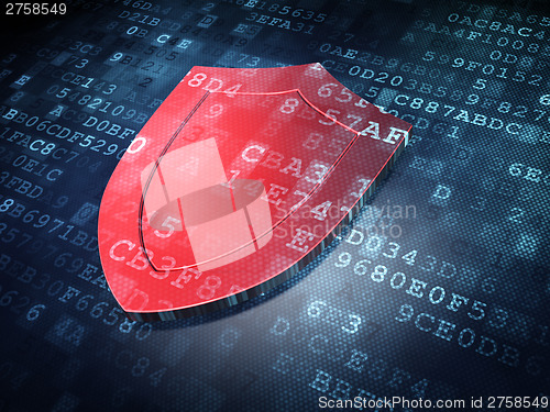 Image of Protection concept: Red Shield on digital background