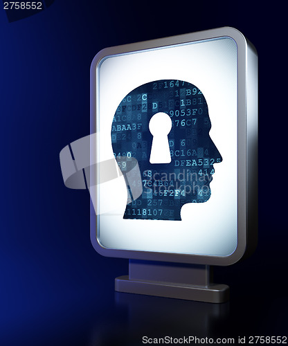 Image of Safety concept: Head With Keyhole on billboard background