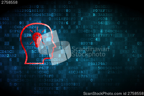 Image of Finance concept: Head With Lightbulb on digital background