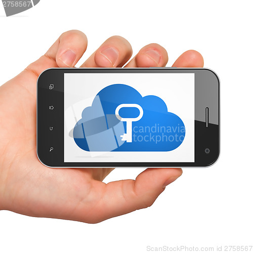 Image of Cloud technology concept: Cloud With Key on smartphone