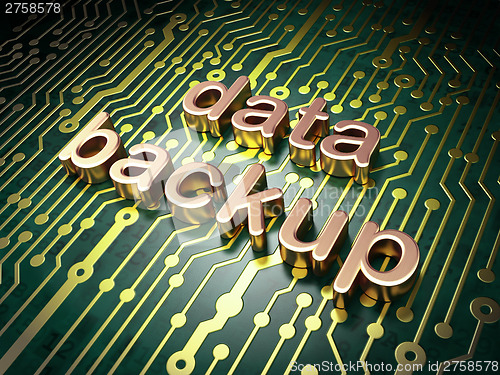 Image of Information concept: Data Backup on circuit board background