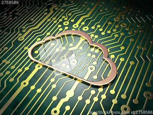 Image of Cloud technology concept: Cloud on circuit board background