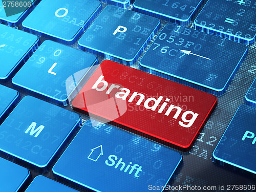 Image of Advertising concept: Branding on computer keyboard background