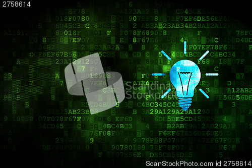 Image of Finance concept: Light Bulb on digital background