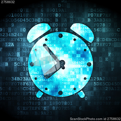 Image of Time concept: Alarm Clock on digital background
