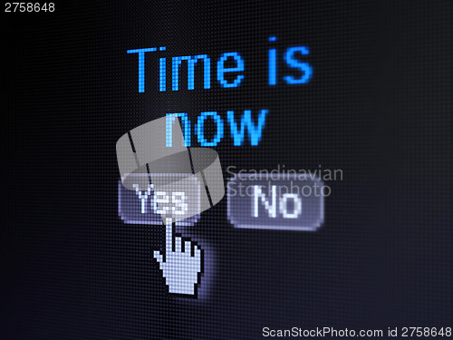 Image of Time concept: Time is Now on digital computer screen