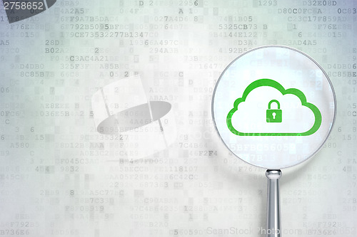 Image of Cloud computing concept:  Cloud With Padlock with optical glass
