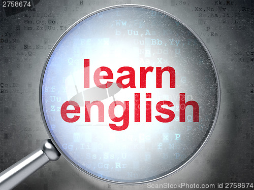 Image of Education concept: Learn English with optical glass