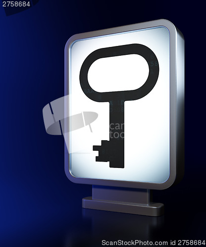 Image of Security concept: Key on billboard background