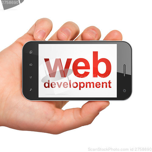 Image of SEO web development concept: Web Development on smartphone