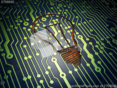 Image of Finance concept: Light Bulb on circuit board background