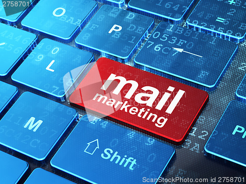Image of Advertising concept: Mail Marketing on computer keyboard backgro