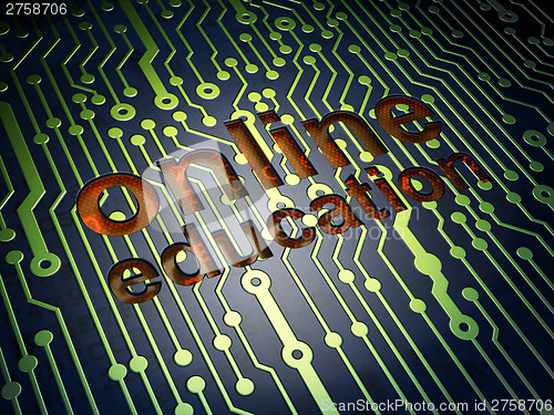 Image of Education concept: Online Education on circuit board background