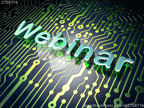 Image of Education concept: Webinar on circuit board background