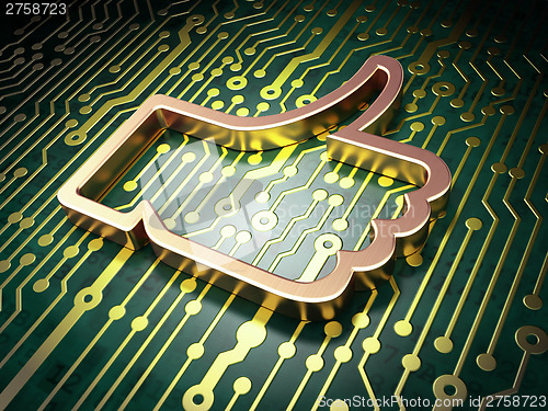 Image of Social media concept: Like on circuit board background