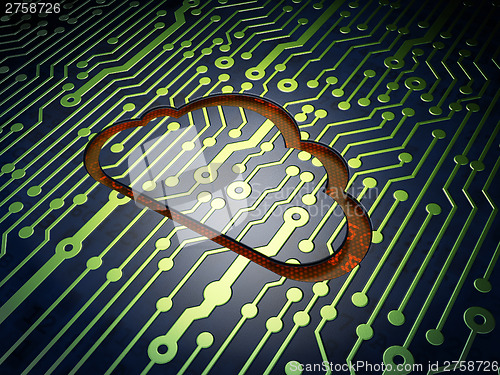 Image of Cloud technology concept: Cloud on circuit board background