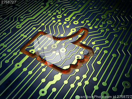 Image of Social media concept: Like on circuit board background