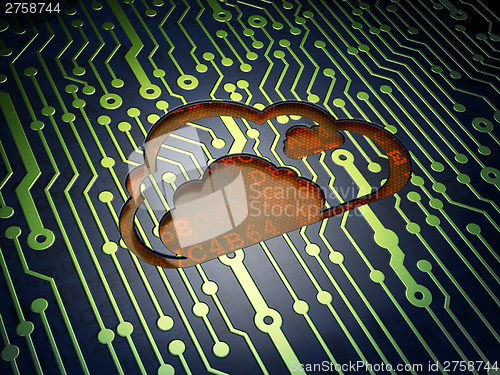 Image of Cloud networking concept: Cloud on circuit board background