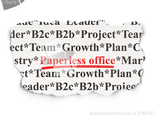 Image of Business concept: Paperless Office on Paper background