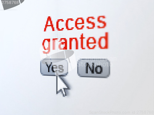 Image of Protection concept: Access Granted on digital computer screen