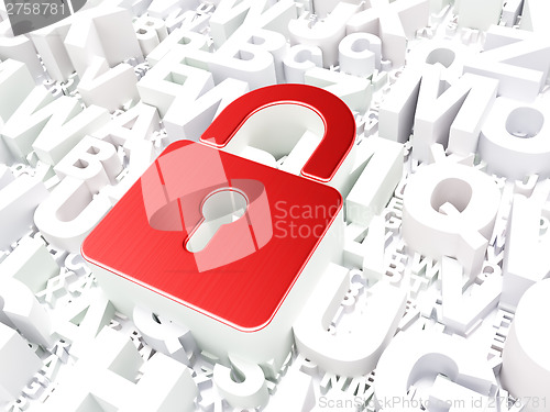 Image of Safety concept: Closed Padlock on alphabet background