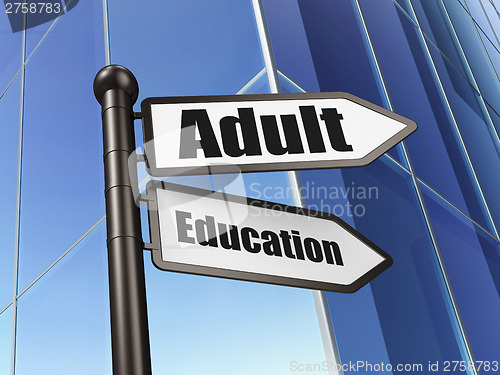 Image of Education concept: Adult Education on Building background