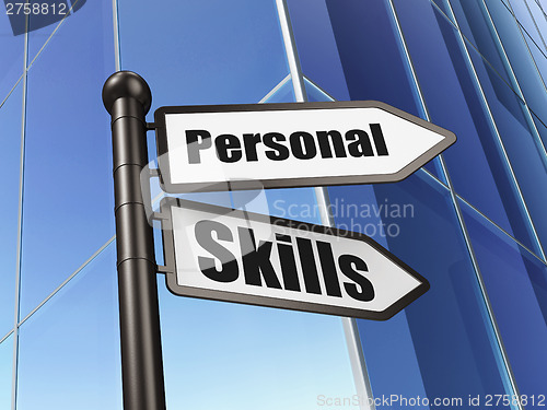 Image of Education concept: Personal Skills on Building background