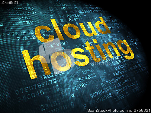 Image of Cloud computing concept: Cloud Hosting on digital background