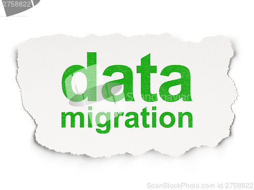 Image of Data concept: Data Migration on Paper background