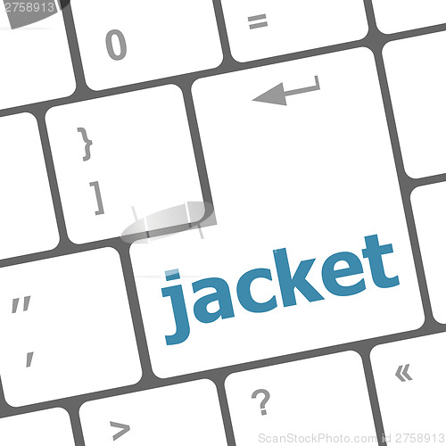 Image of jacket word on computer keyboard pc key
