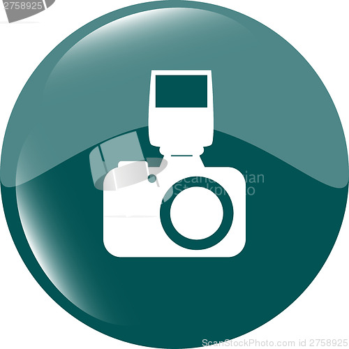 Image of photo camera web icon, button isolated on white