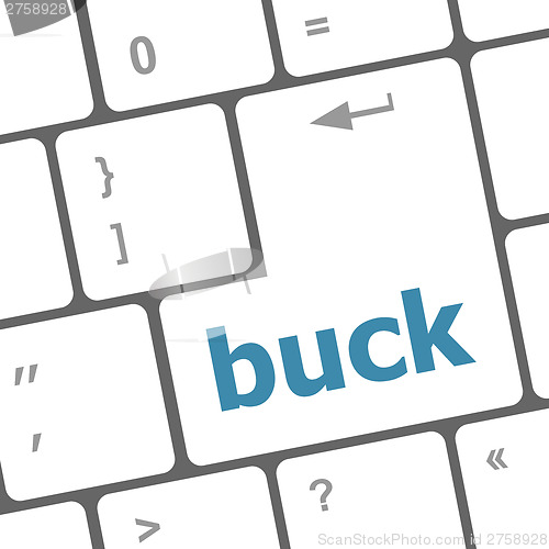 Image of button with buck word on computer keyboard keys
