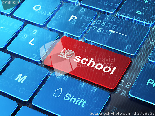 Image of Education concept: Computer Pc and School on computer keyboard b