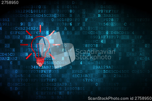 Image of Finance concept: Light Bulb on digital background