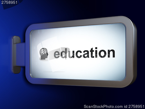 Image of Education concept: Education and Head With Finance Symbol on bil