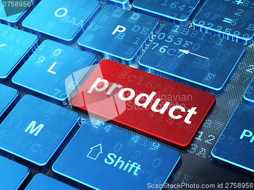 Image of Marketing concept: Product on computer keyboard background
