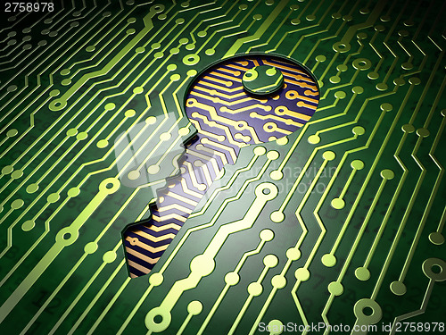 Image of Privacy concept: Key on circuit board background