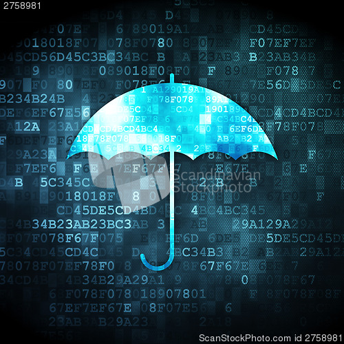Image of Security concept: Umbrella on digital background