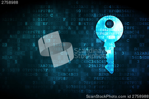 Image of Protection concept: Key on digital background