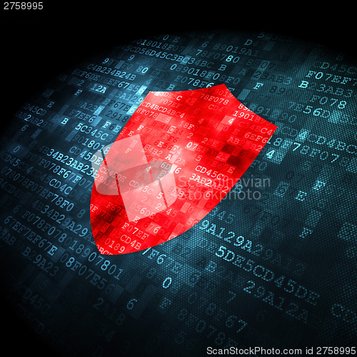 Image of Privacy concept: Shield on digital background