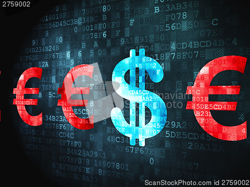 Image of Currency concept: Dollar And Euro on digital background