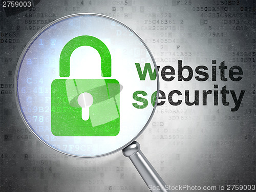 Image of Safety concept: Closed Padlock and Website Security with optical